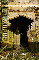Decaying doorway  With roof