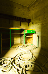 Green desk and cables