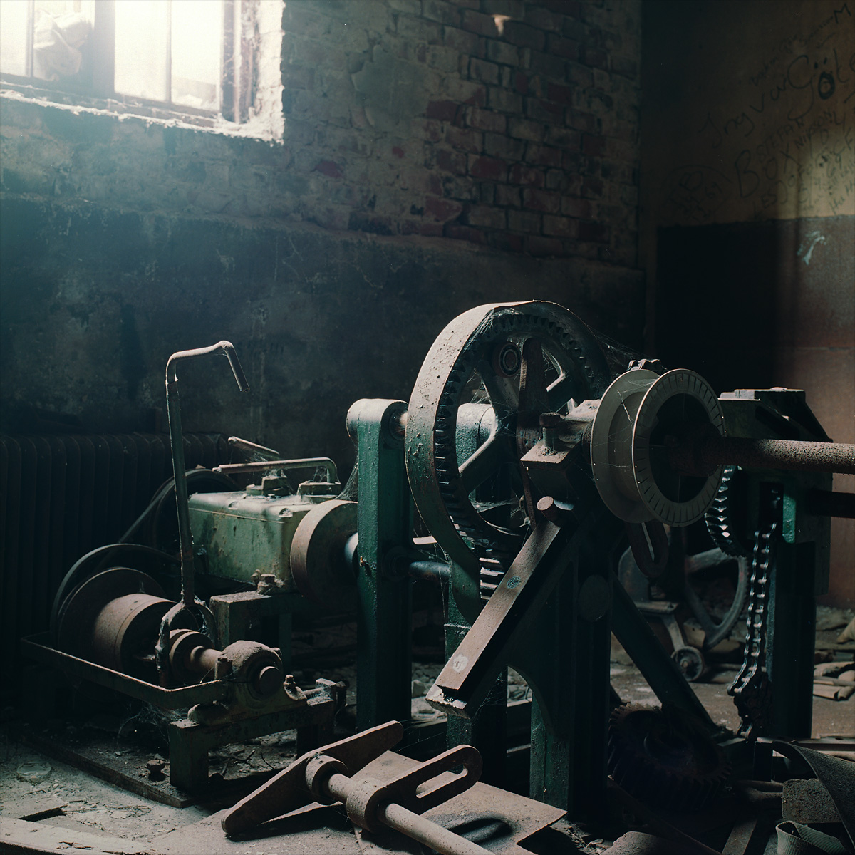 Plenty of proper ghost machinery at Lesjöfors bruk. Värmland, Sweden. April 2014.