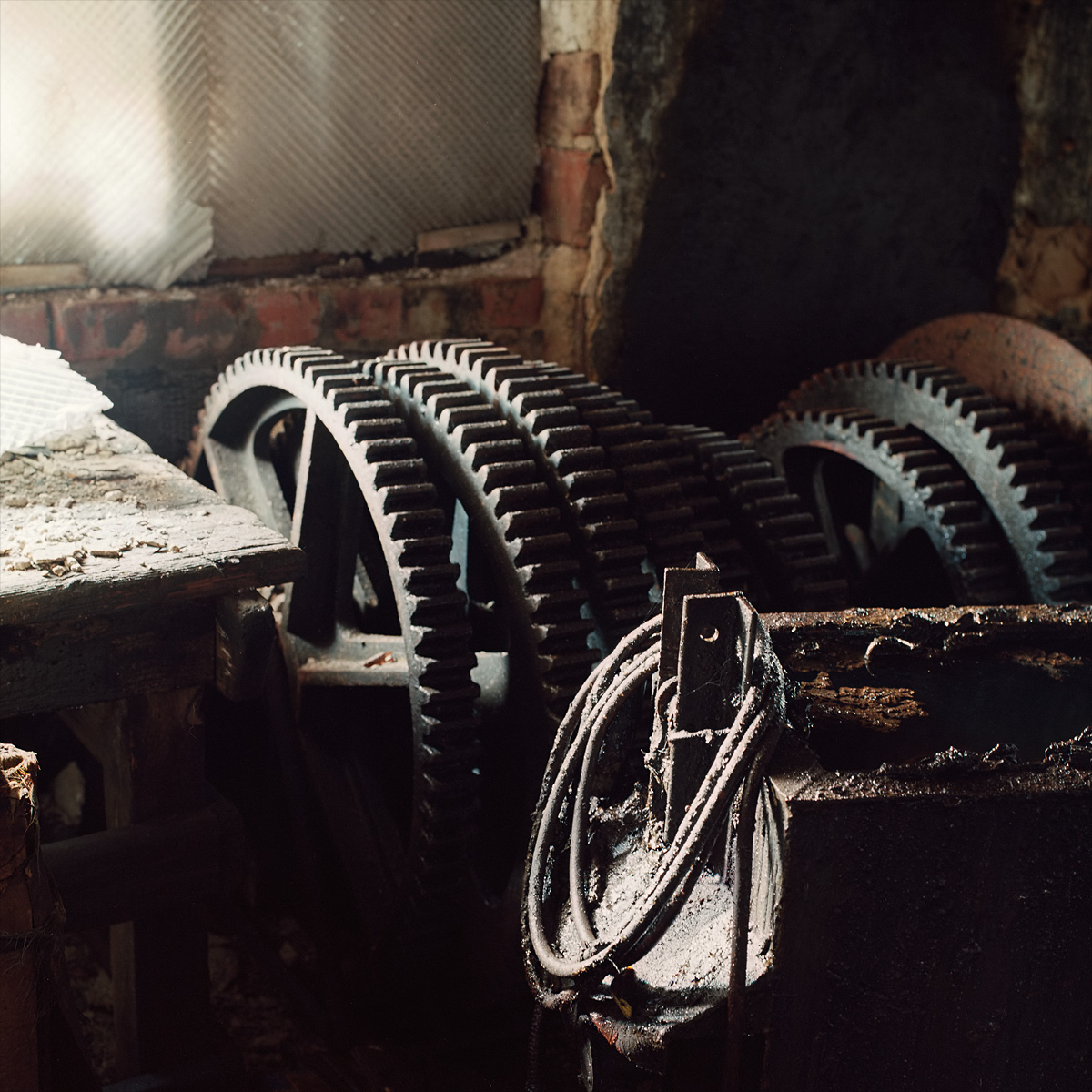Mmm ... more ghost machinery at Lesjöfors bruk. Värmland, Sweden. April 2014.