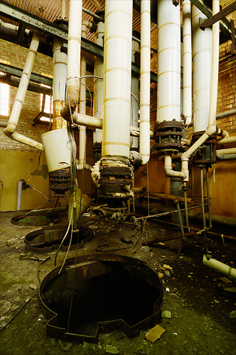 Industrial teats at Nyhamns sulfitfabrik. Essvik, Medelpad, Sweden. May 2008.