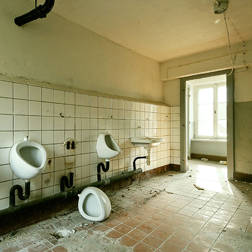 Hygiene department at Seebad Prora. Rügen, Germany. March 2008.