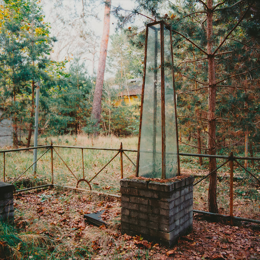 An outdoor display case among the barrack at Soviet Military Base FZ. Former DDR, Germany. October 2014.