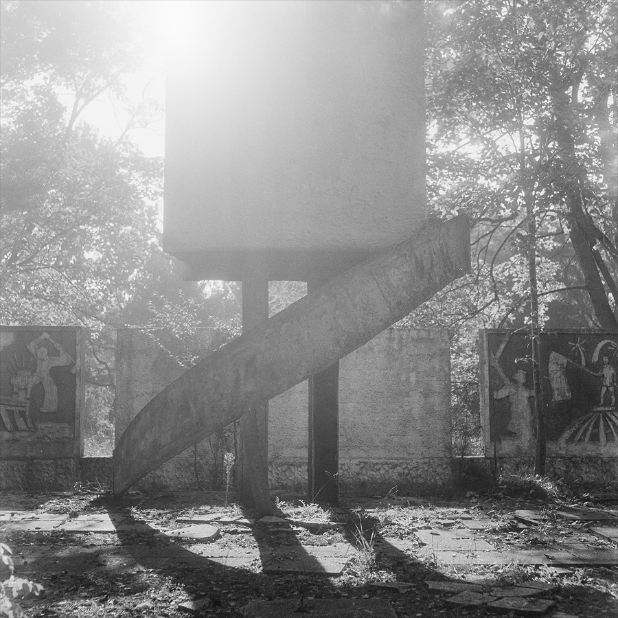 Monument remains two at Soviet Military Base FZ. Former DDR, Germany. October 2014.