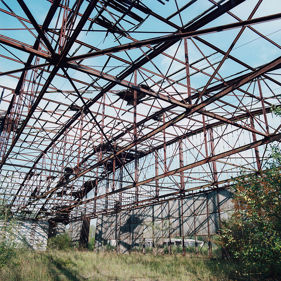hangar remains at Military Base SW. Former DDR, Germany. October 2014.