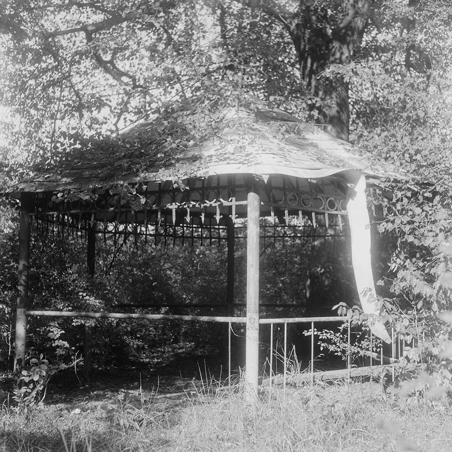 Gazebo by the hospital barracks at Soviet Military Base SW. Former DDR, Germany. October 2014.