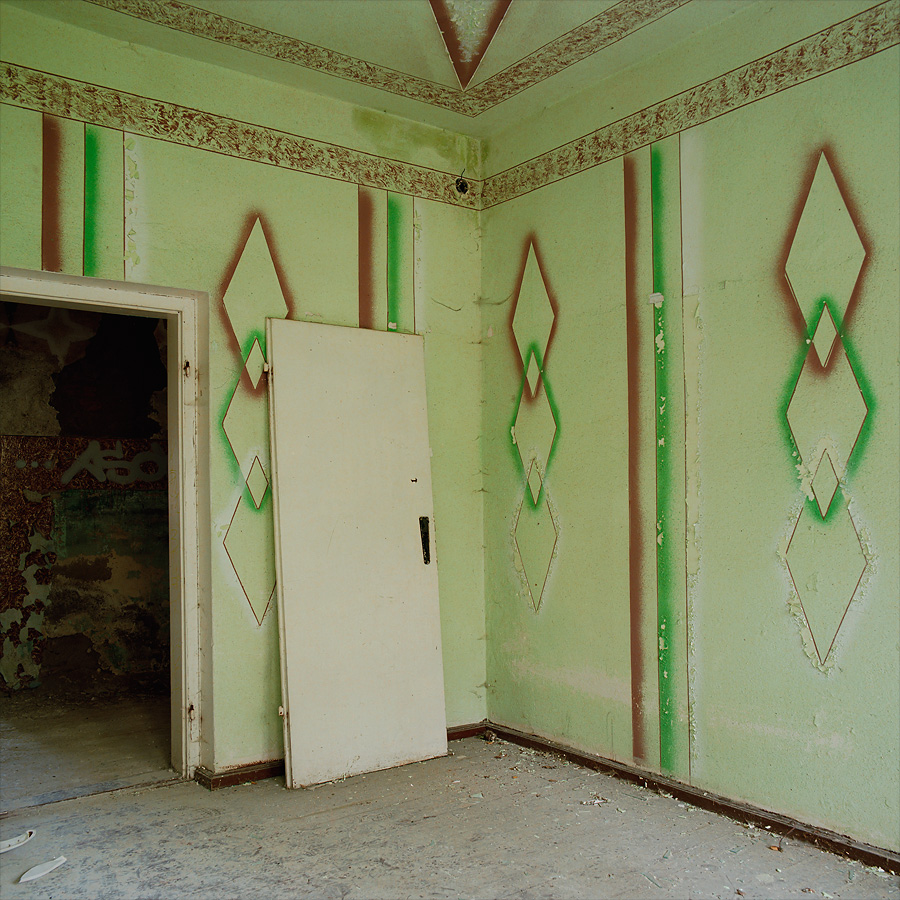 Some far out stencil work, brush action and sponge painting at Soviet Military Base V. Former DDR, Germany. October 2018.