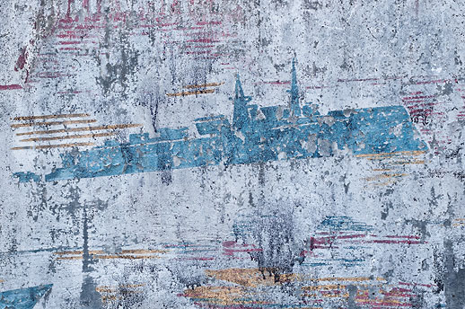 Mural close-up one at Soviet Military Base V. Former DDR, Germany. October 2011.